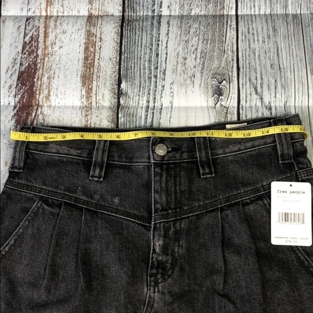 FREE PEOPLE SIDECAR DENIM MINISKIRT BLACK Sz 27